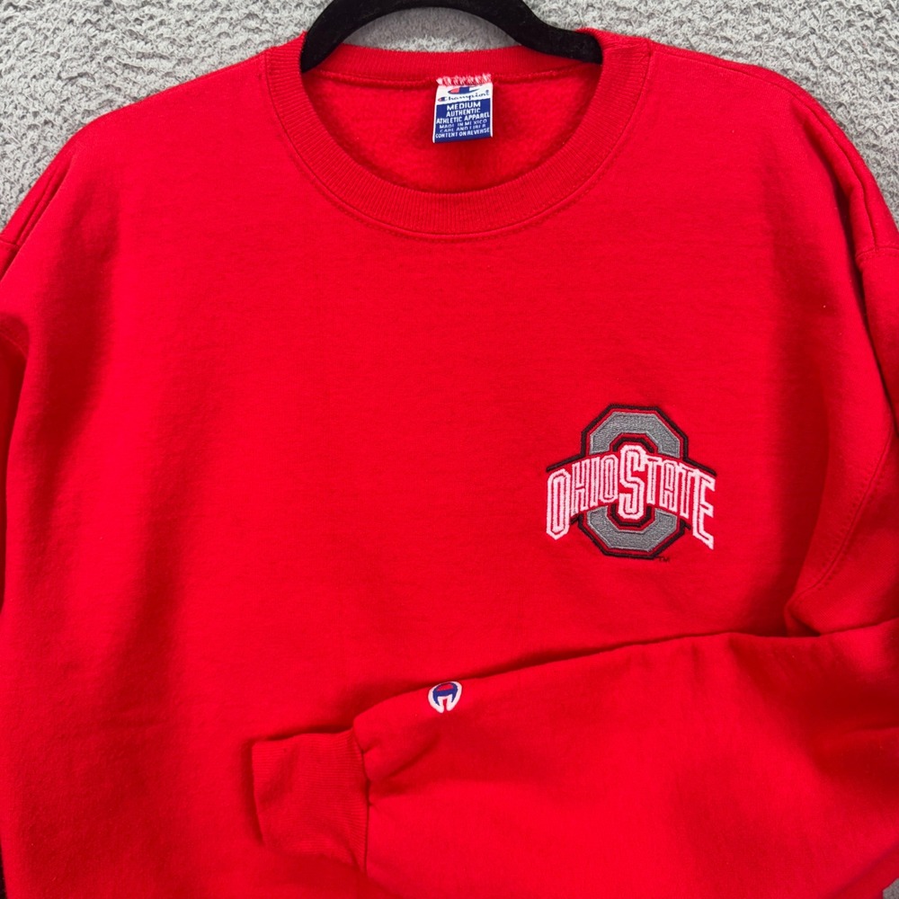 VTG Ohio State Buckeyes Sweatshirt Mens M Red Champion Crewneck OSU NCAA